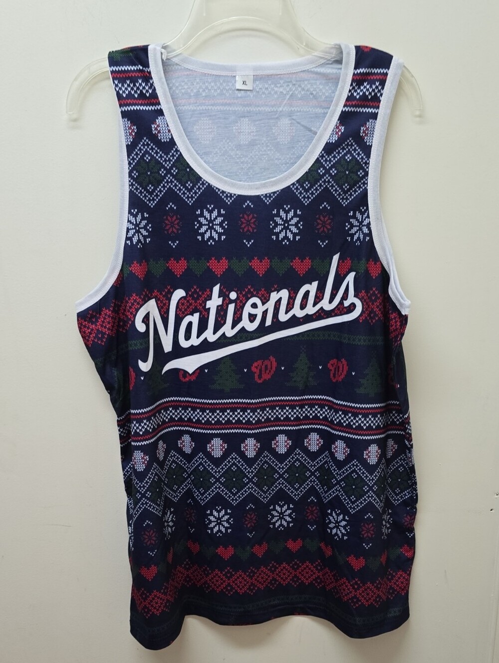 Nationals Holiday Sweater-Style Tank Top - Navy, Red, White, Green - Size L